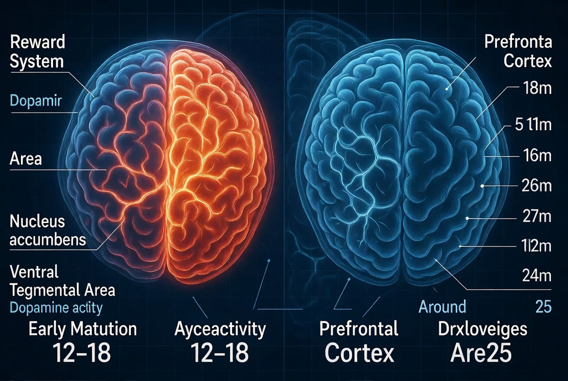 The adolescent brain: reward system fully lit, prefrontal cortex still under construction