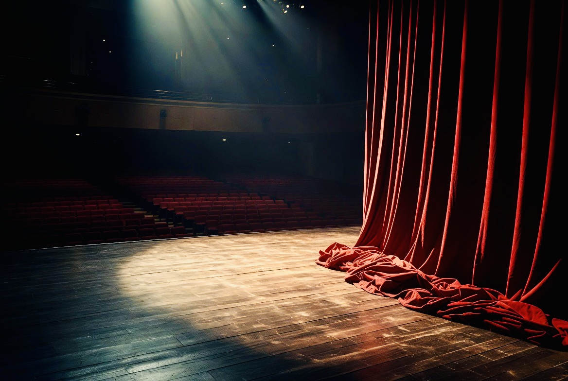 An empty theatre stage. A single spotlight on the boards. The curtain falling. What remains is the stage itself, indifferent, ready for the next performance.