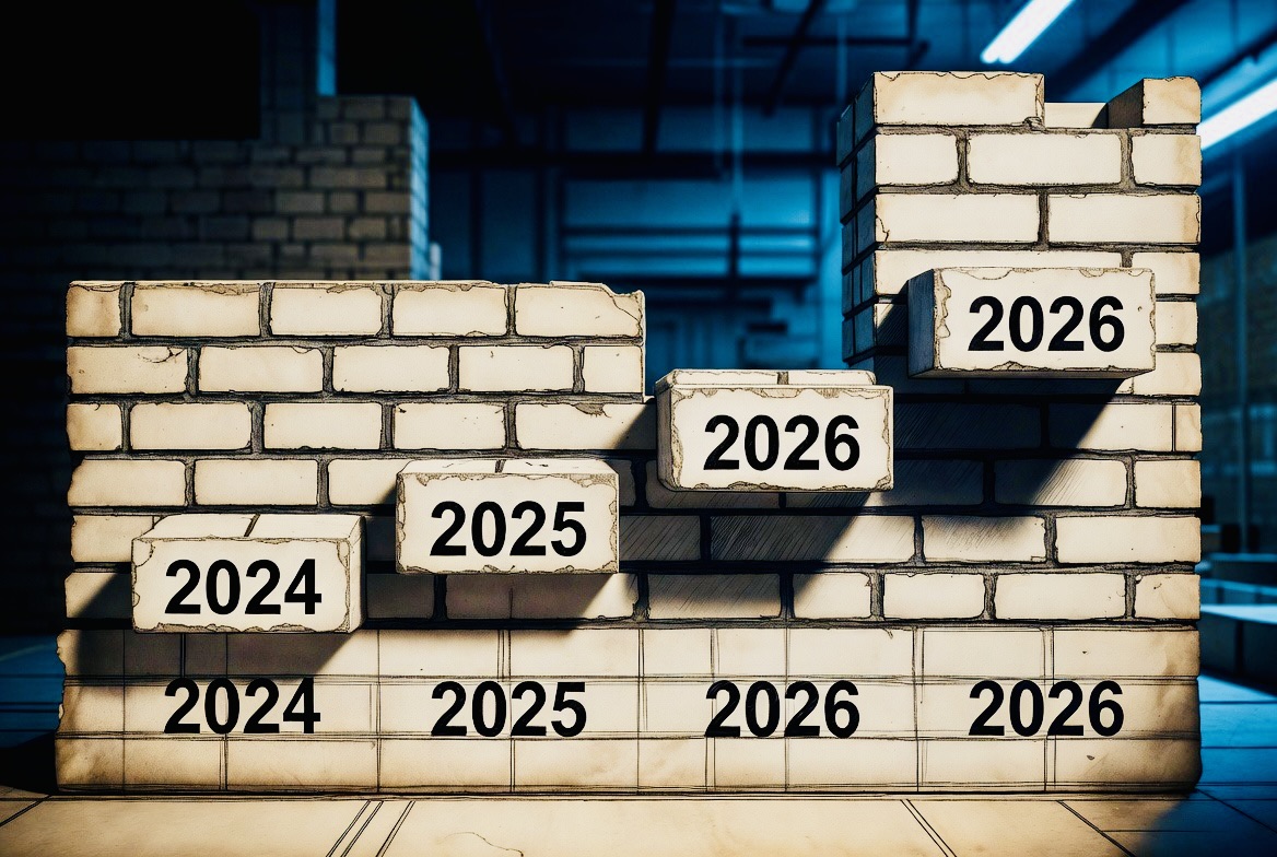 Regulatory timeline: four instruments stacked chronologically from Summer 2024 to End 2026