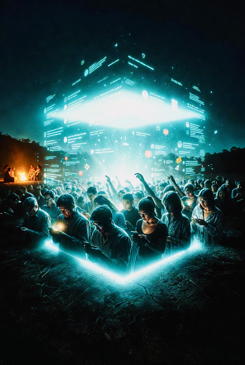 The coordination failure in one frame — together, but not present